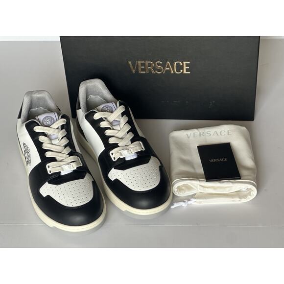 Versace Medusa Men’s Black/White Leather Sneakers 12 US (45) 1013377 IT NIB - Picture 13 of 16